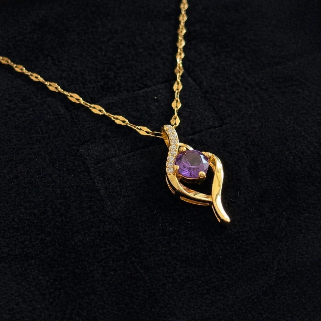 Elegante Amethyst Gold Halskette