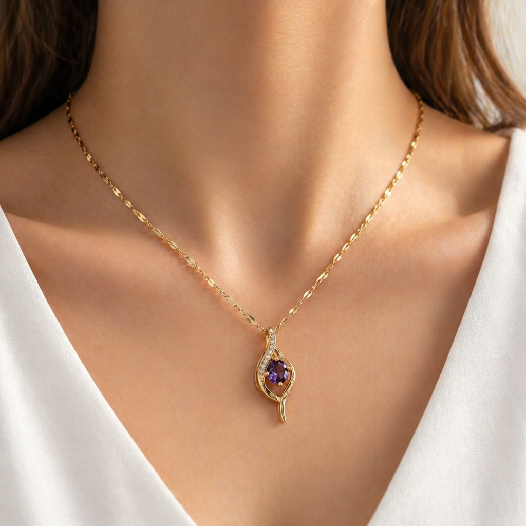 Elegante Amethyst Gold Halskette