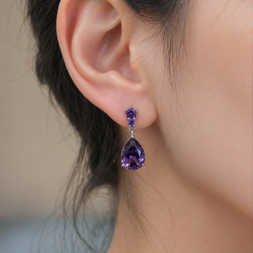 Elegante Amethyst Tropfenohrringe