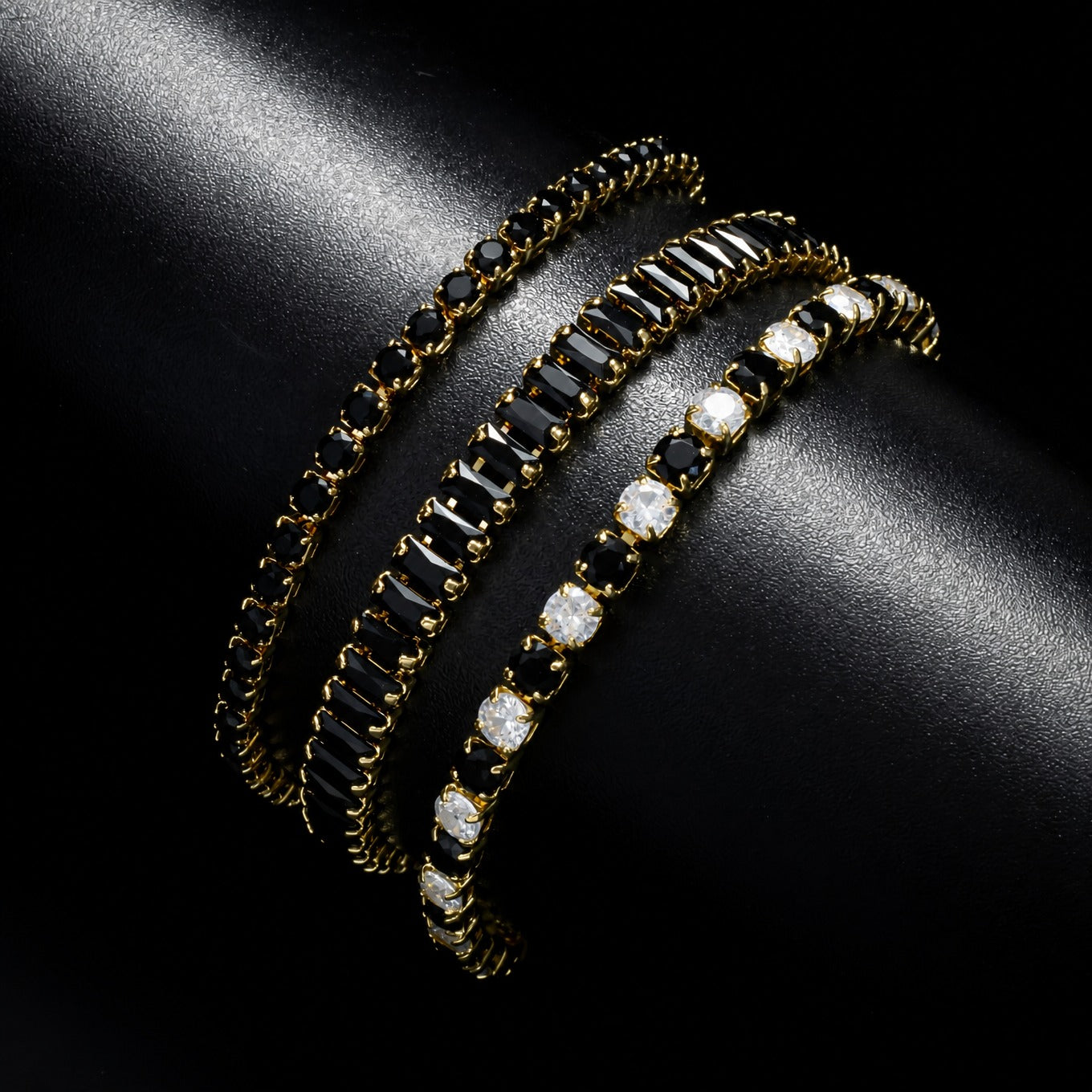 Elegantes Onyx Kupfer Armband Set
