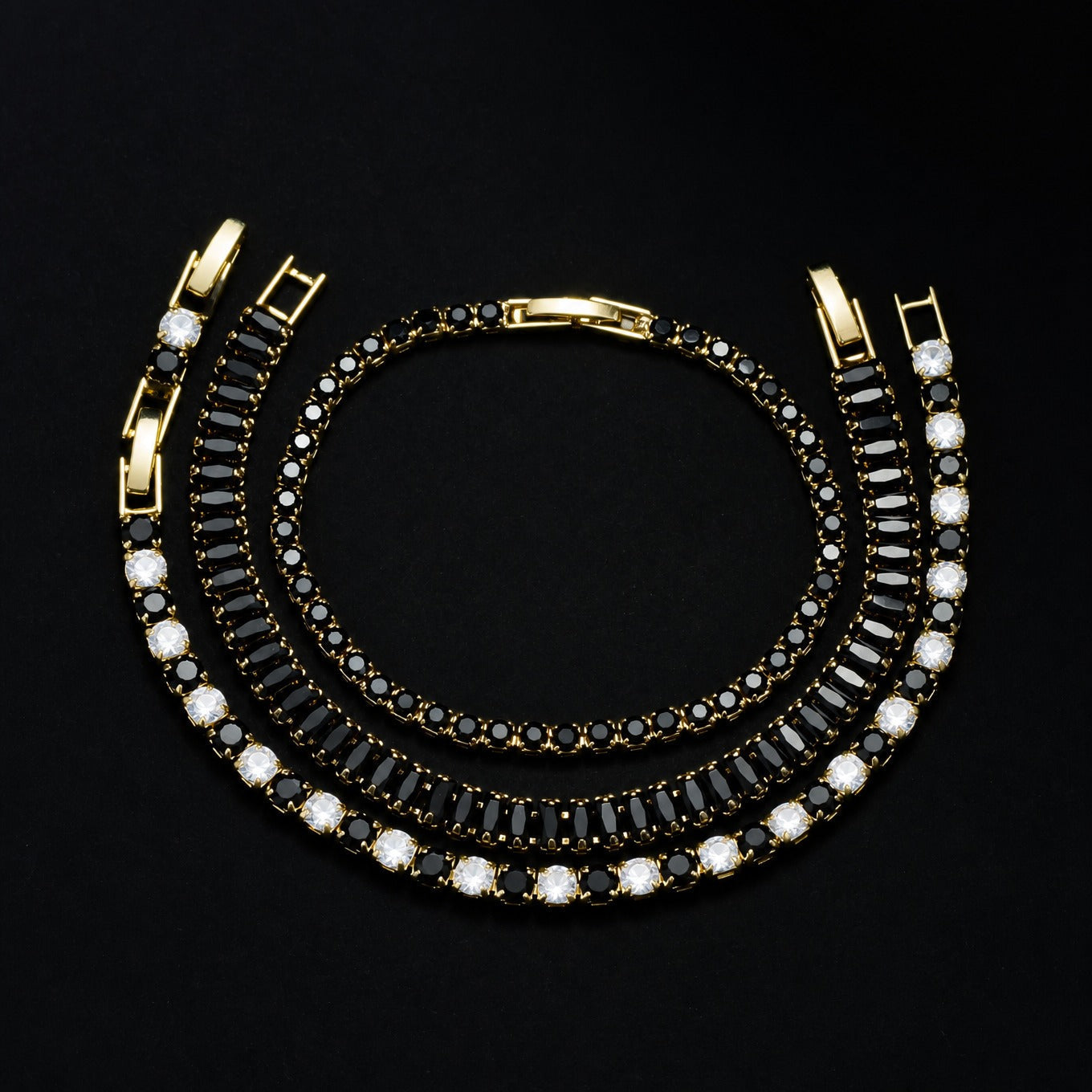 Elegantes Onyx Kupfer Armband Set