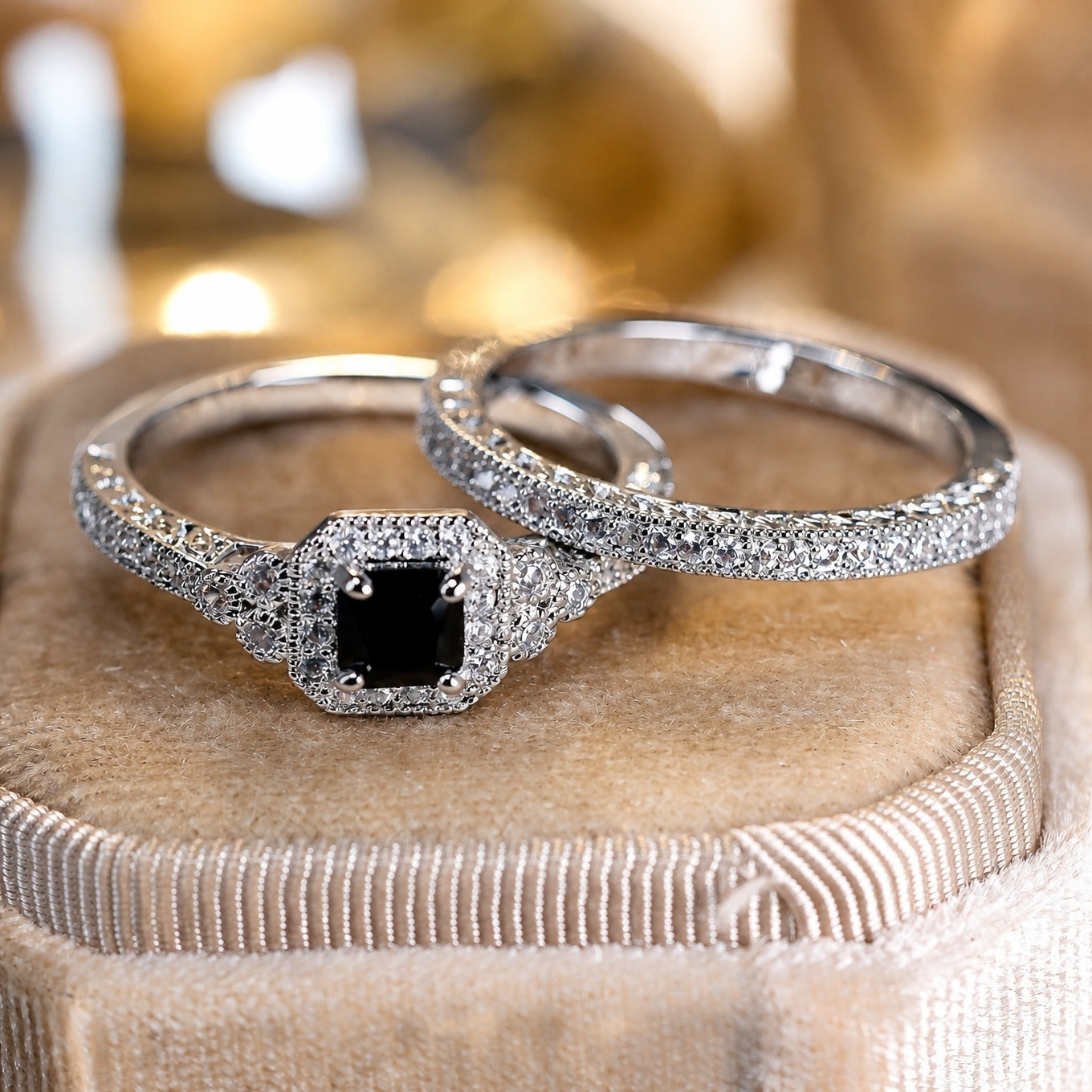 Eleganter schwarzer Onyx Kupferring