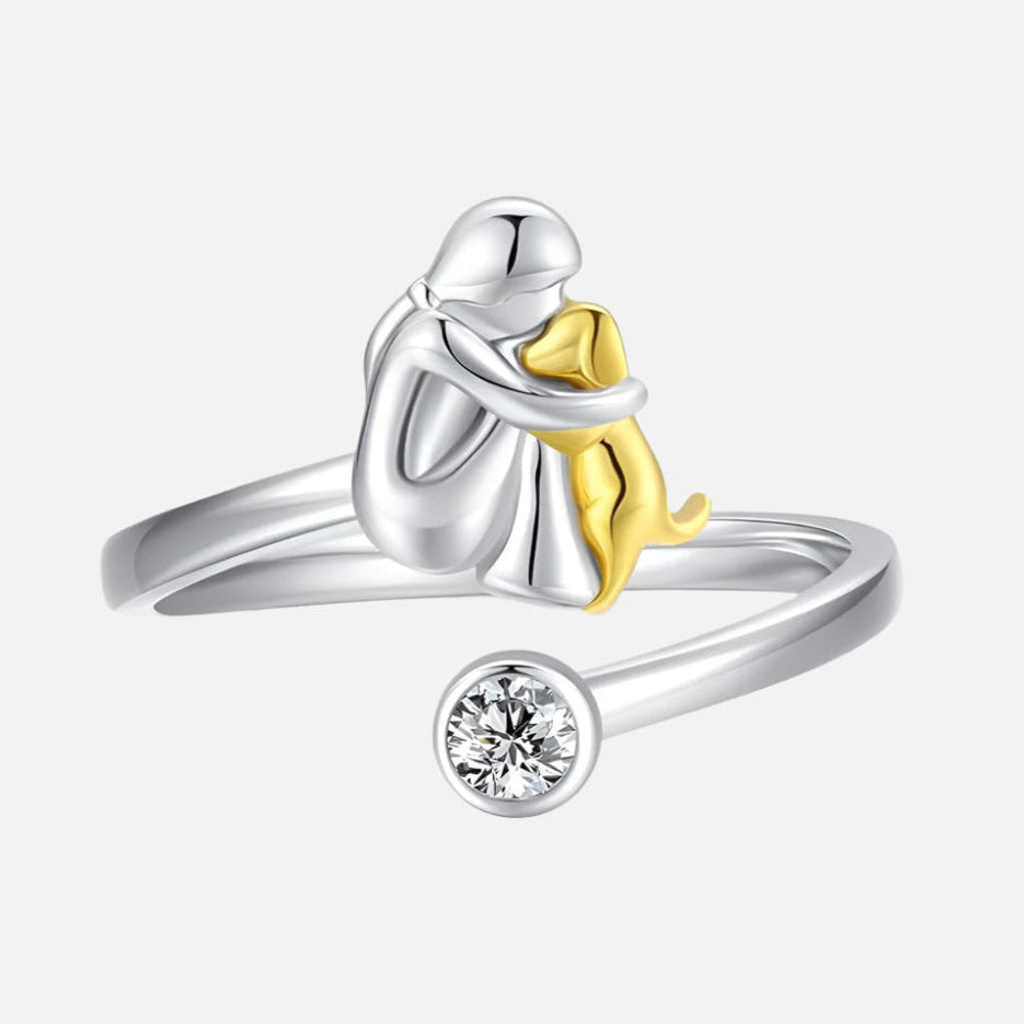 925 Sterling Silber Hundering mit Zirkonia – Verstellbar & Handgemacht
