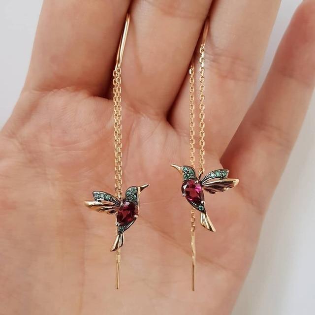 Kolibri Emaille Ohrringe mit Zirkonia