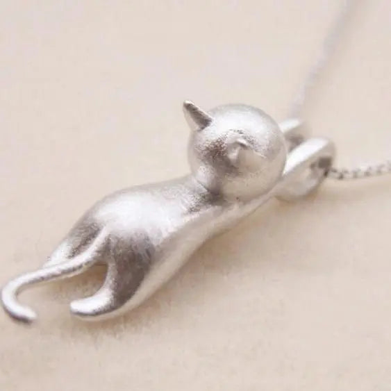 925 Sterling Silber Verspielt Kätzchen Halskette