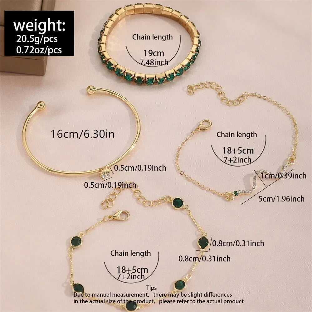 Smaragd geschichtetes Armband-Set