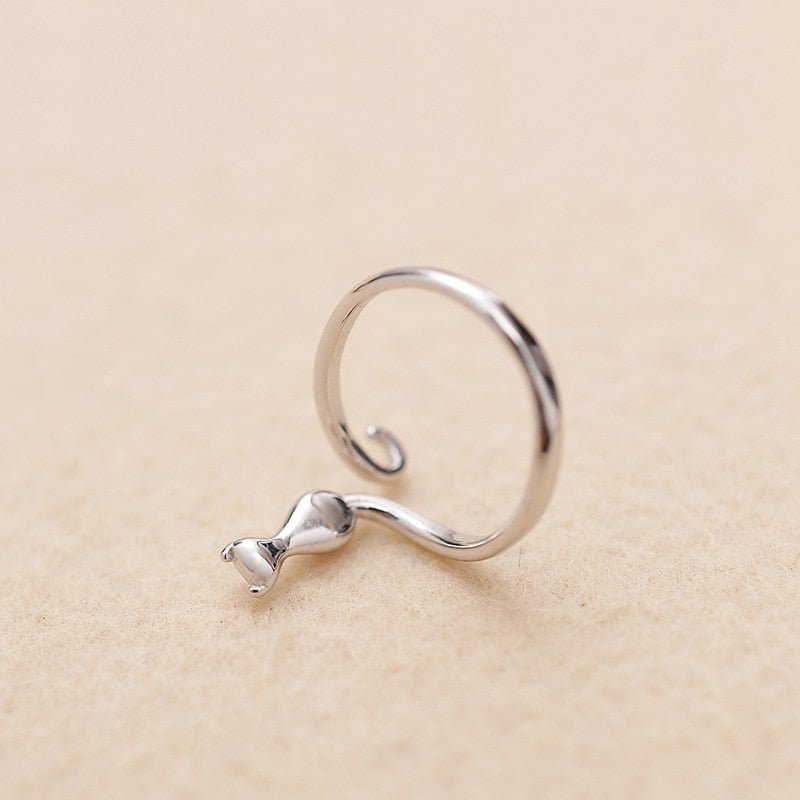 Edelstahl Ring mit niedlicher Katze