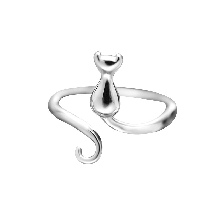 Edelstahl Ring mit niedlicher Katze