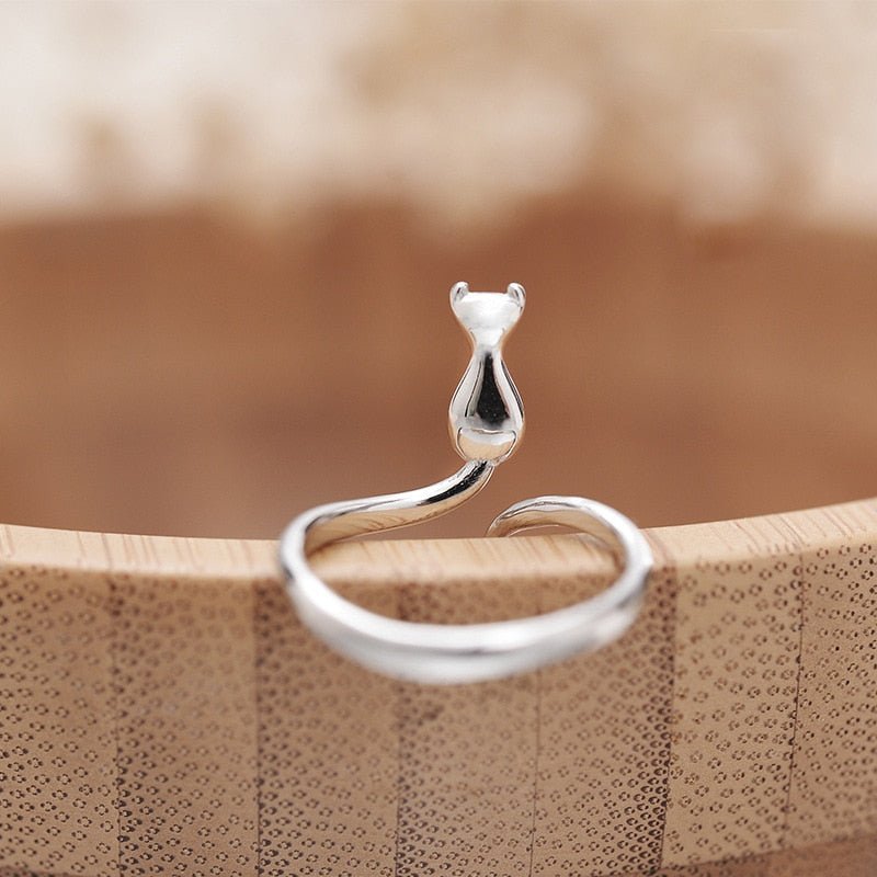 Edelstahl Ring mit niedlicher Katze