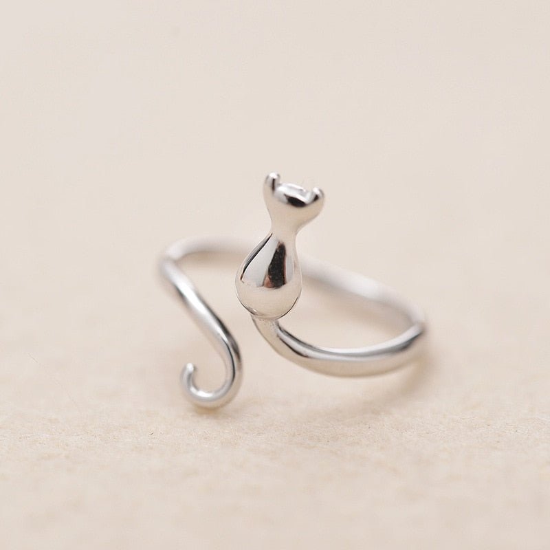 Edelstahl Ring mit niedlicher Katze