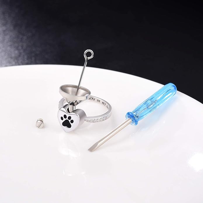 Liebe Herz Pfotenabdruck Urne Ring – Haustiergedächtnisschmuck