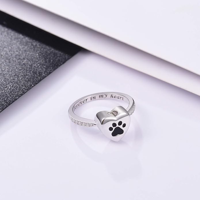 Liebe Herz Pfotenabdruck Urne Ring – Haustiergedächtnisschmuck