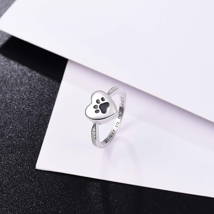 Liebe Herz Pfotenabdruck Urne Ring – Haustiergedächtnisschmuck