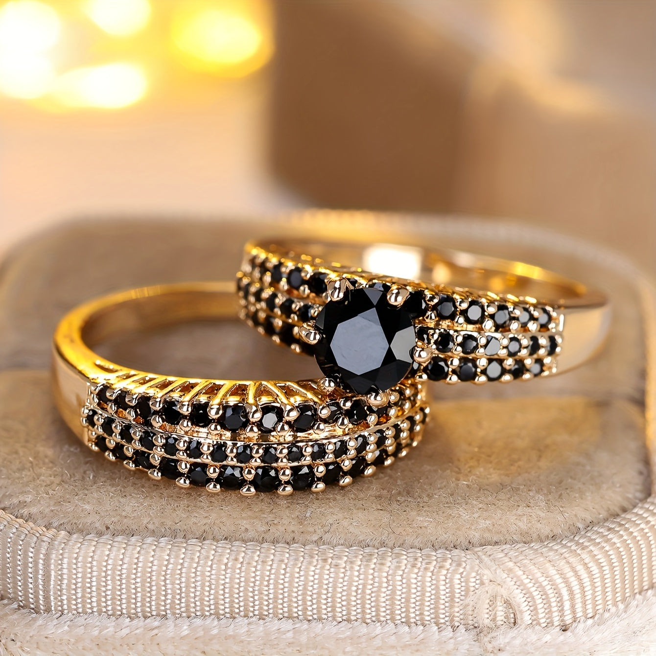 Eleganter schwarzer Zirkon Kupferring