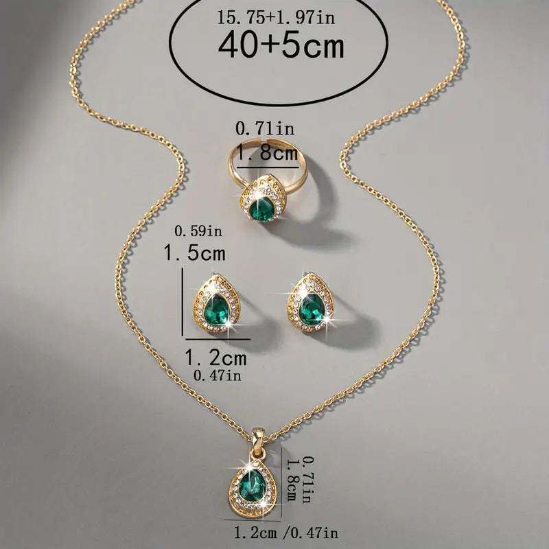 Zeitloses Smaragd Tropfen Schmuckset