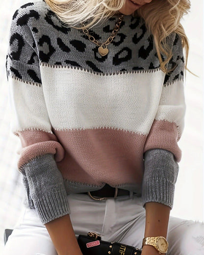Zoe - Colourblock Leopard Sweater