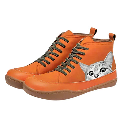 Monika™ - Cat Leather Ankle Boots