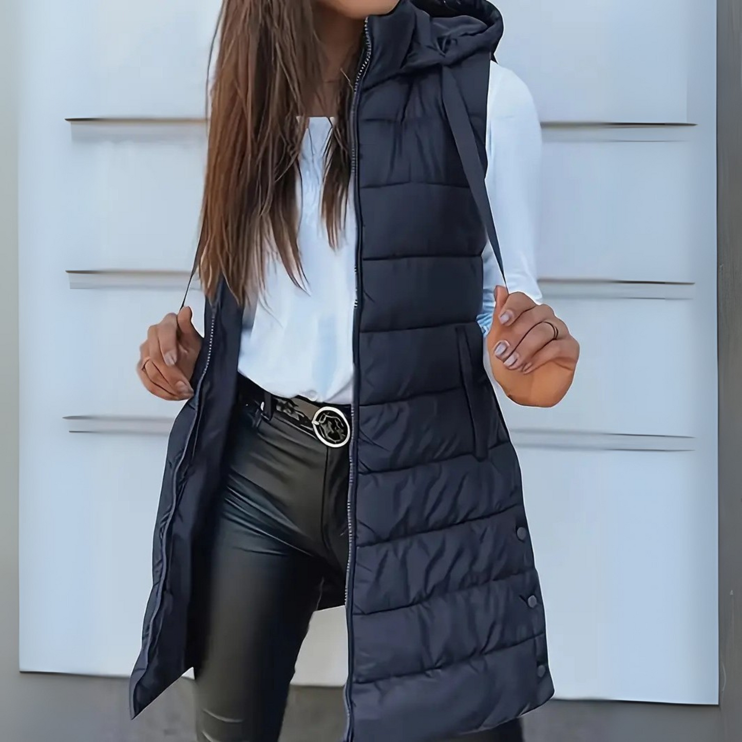 Romy™ - Casual Sleeveless Hood Long Puffer Vest