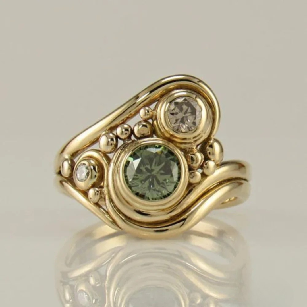 Gold Grüner Zirkonia Ring