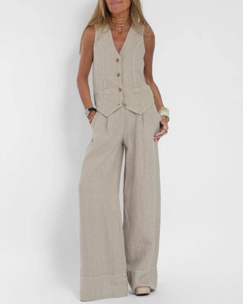 Millie™ - Chic Sleeveless Vest & Wide-Leg Pants Set