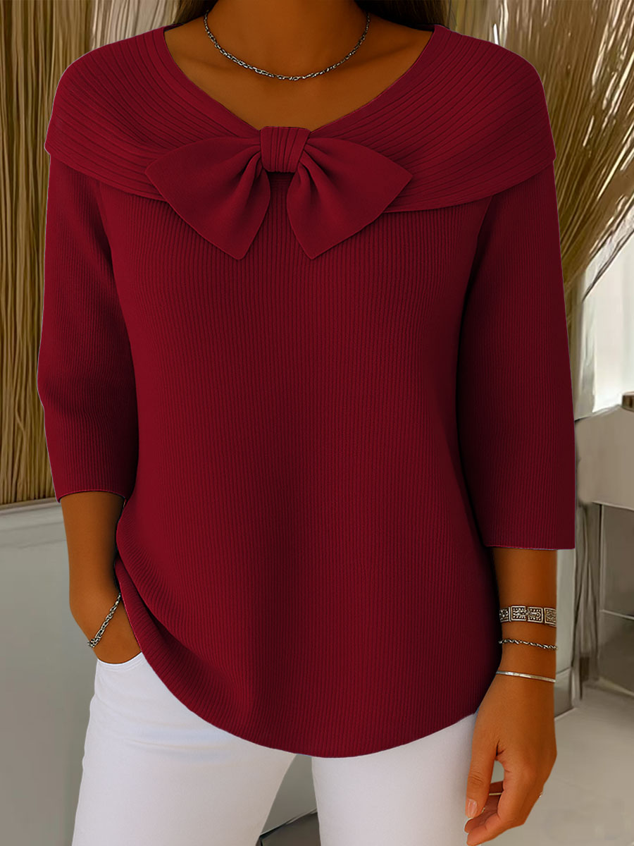 Helen™ – Elegant Knitted Sweater with Bow Detail