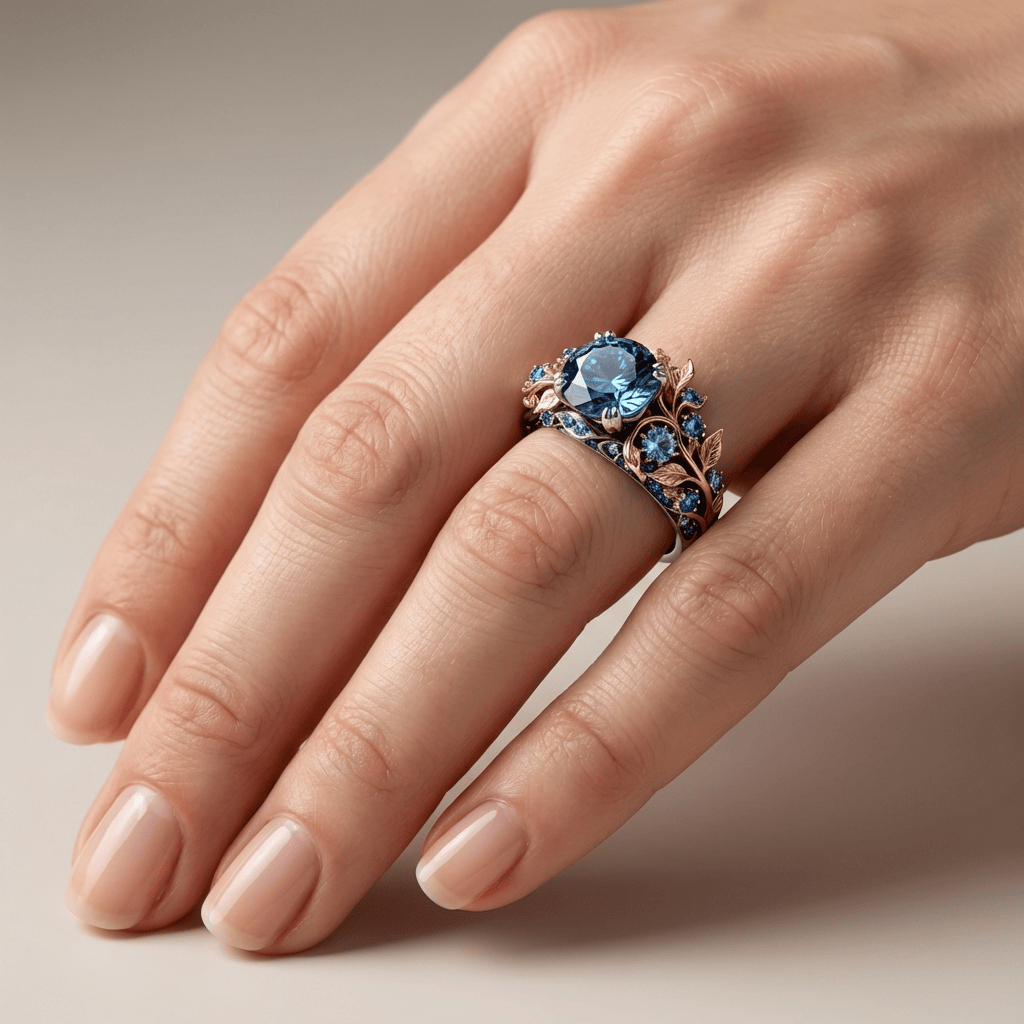 Gold & Blautopas Vintage Ring