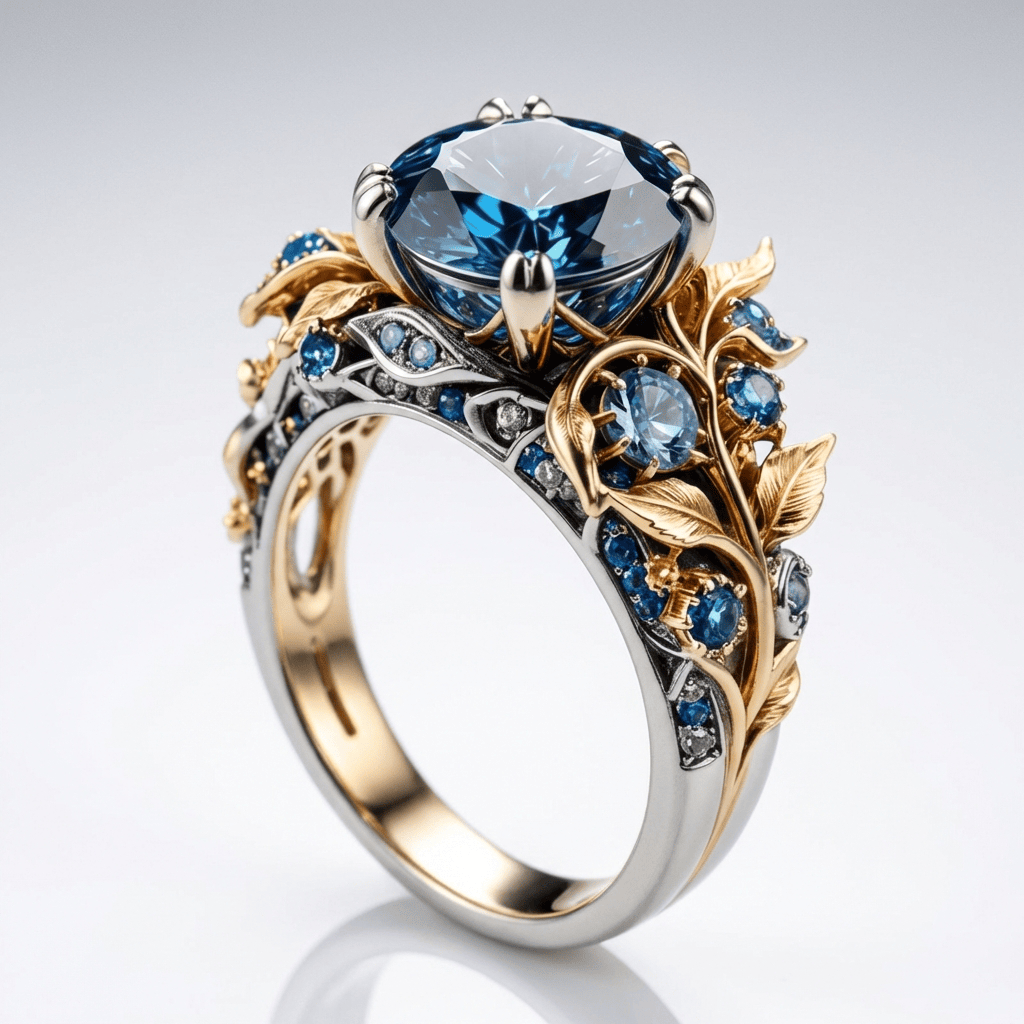 Gold & Blautopas Vintage Ring