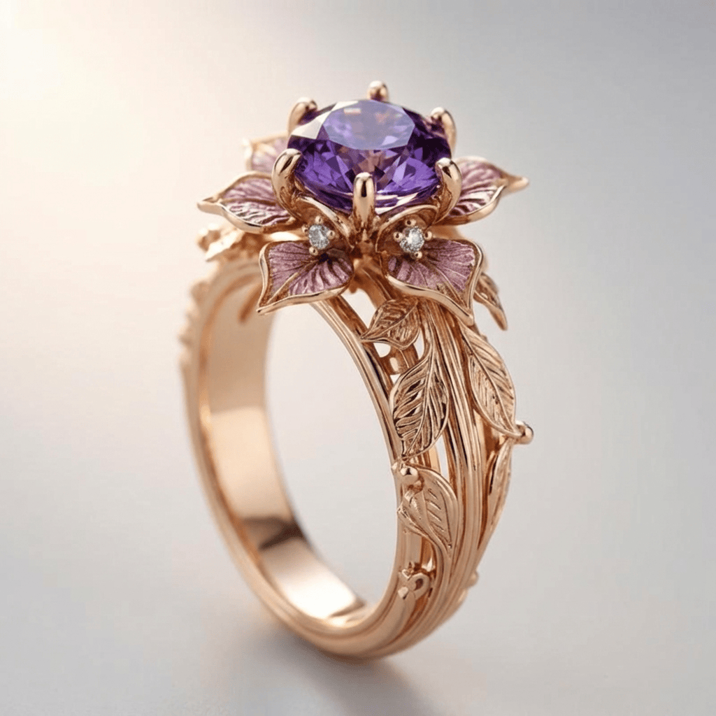 Gold Purpur Flora Ring