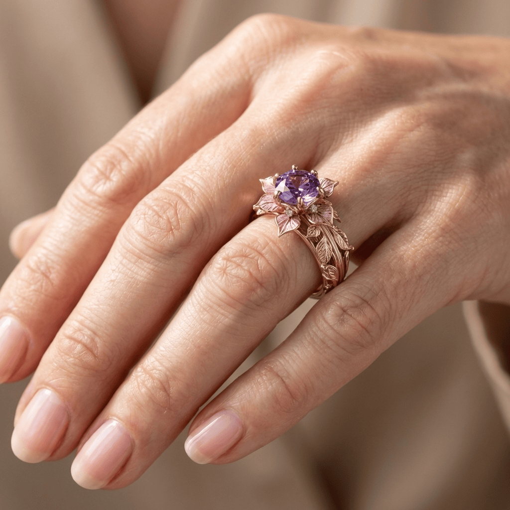 Gold Purpur Flora Ring