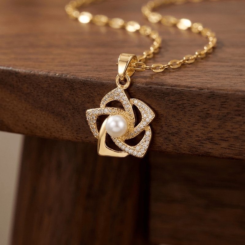 Perlen Gold Glanz Halskette