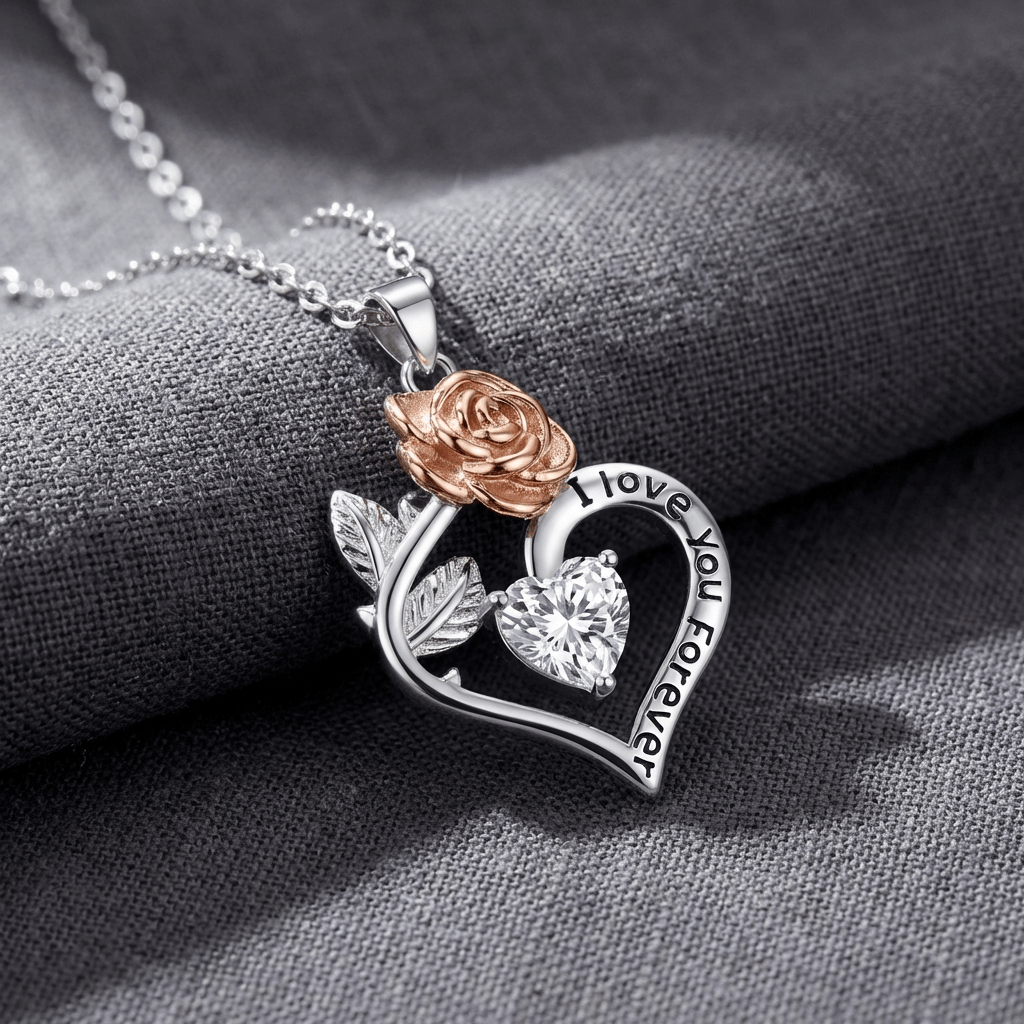 Ewige Rose Herz Halskette