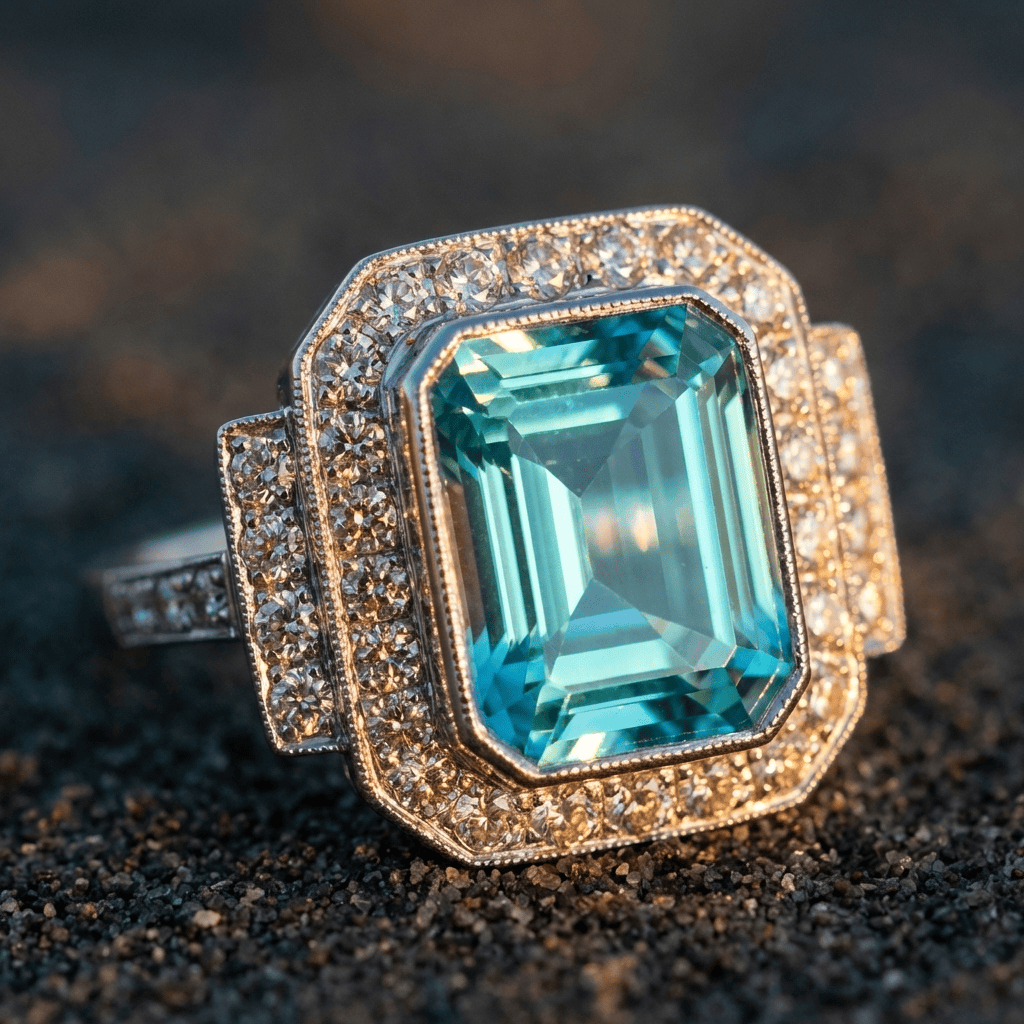 Aqua Kristall Ring