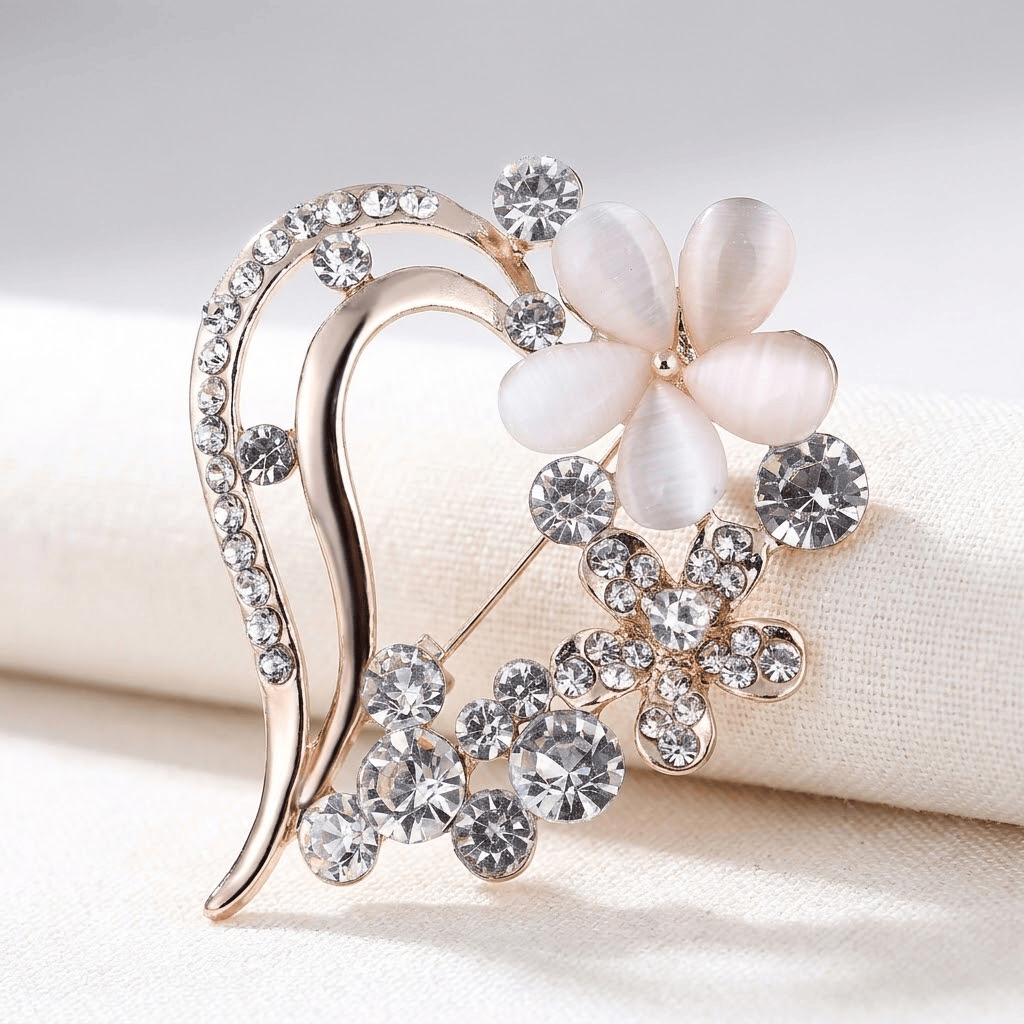 Blumen Kristall Brosche