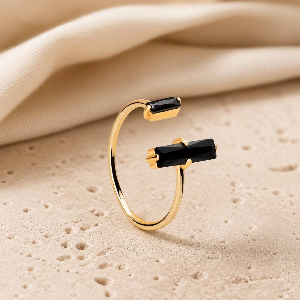 Zeitloser Obsidian Kupferring