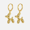 Gold Huggie Earrings with Mini Balloon Dog Charm