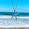 Blue Opal and Silver Starfish Necklace