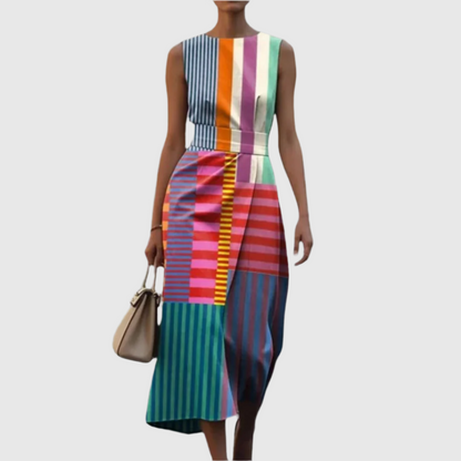 Celine™ – Elegant Geometric Draped Dress