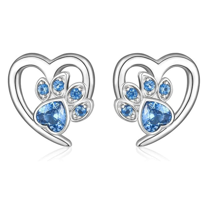 Paw and Heart Earrings with Zirconia