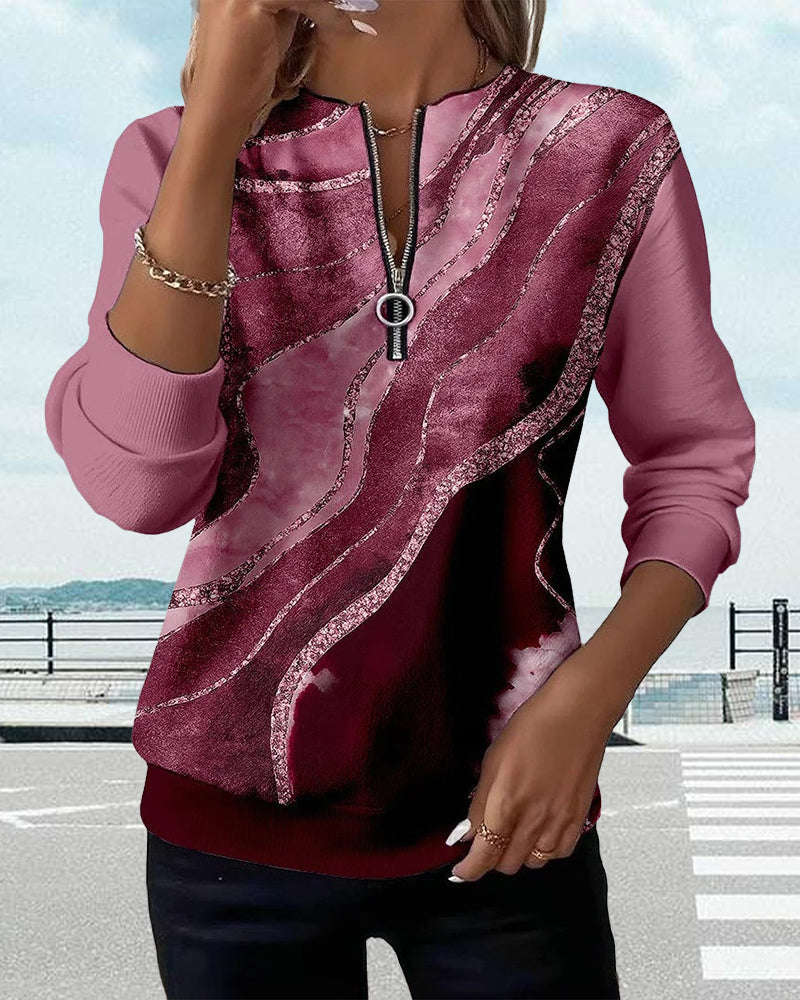 Jonah™ - Printed Vintage Half-Zip Sweatshirt