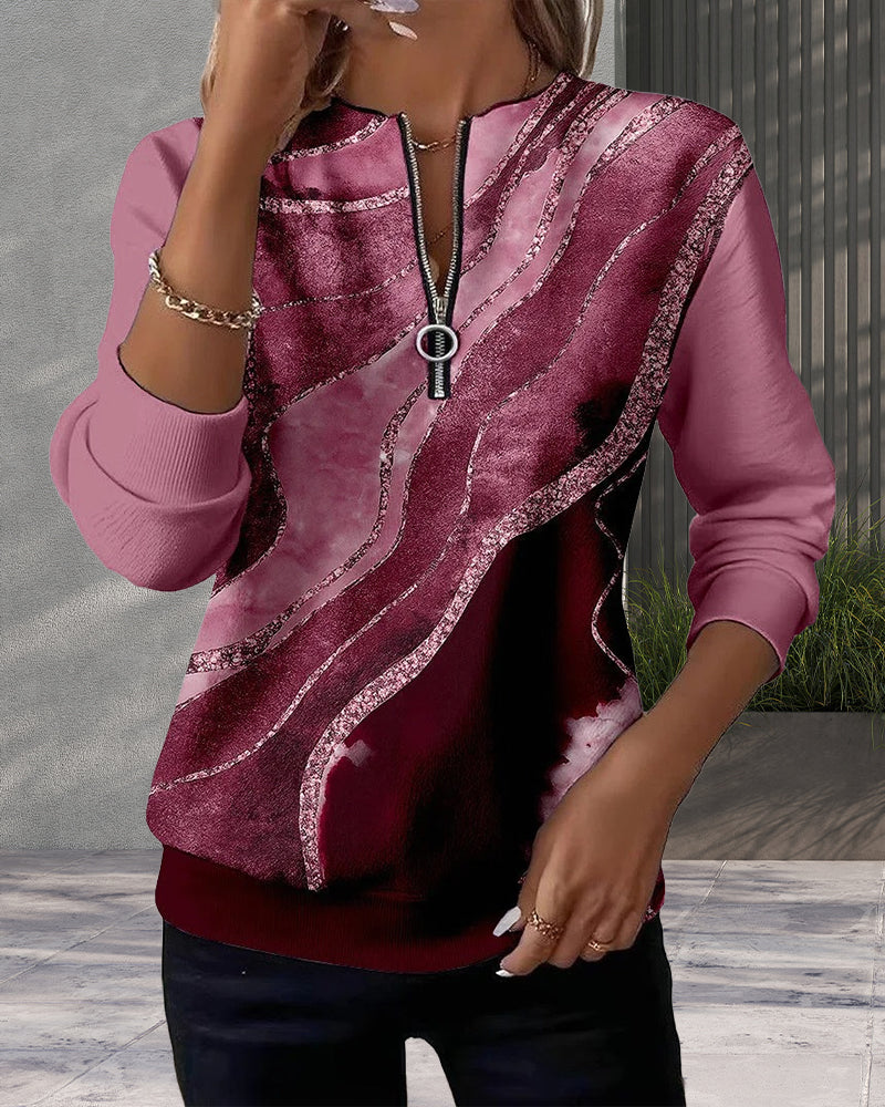 Jonah™ - Printed Vintage Half-Zip Sweatshirt