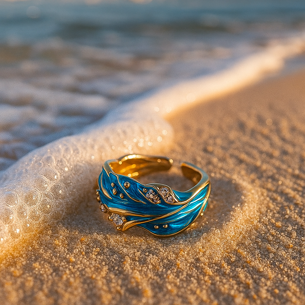 Ocean - Vintage Blue Wave Ring