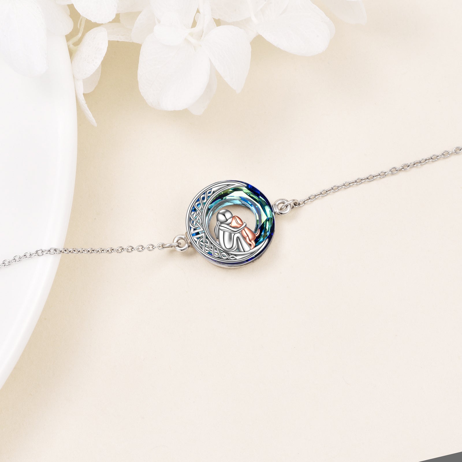 Verstellbares Armband mit Hund Charm aus Sterlingsilber