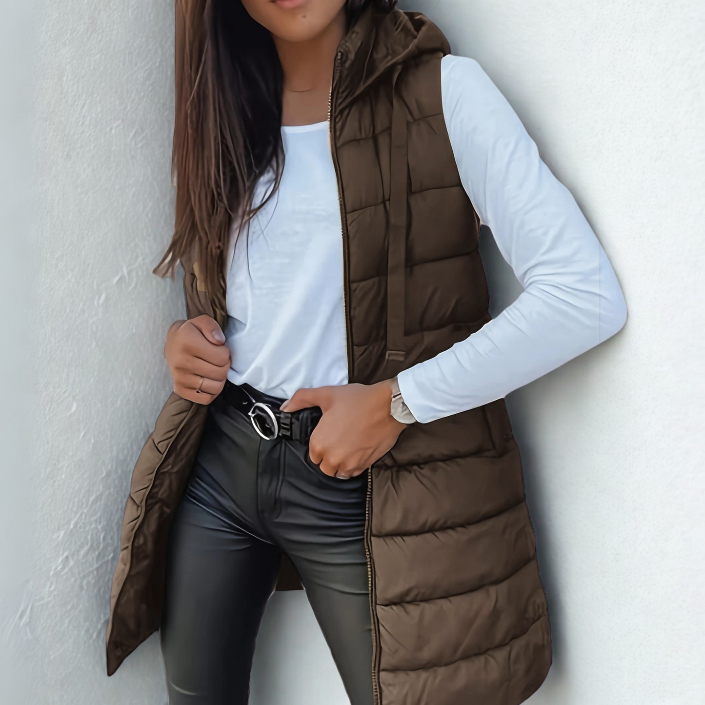 Romy™ - Casual Sleeveless Hood Long Puffer Vest