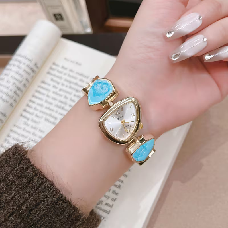 Türkisfarbenes Stein Gold Armband