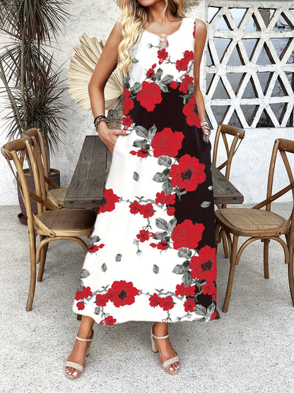 Indigo - Boho Chic Floral V-Neck Maxi Dress