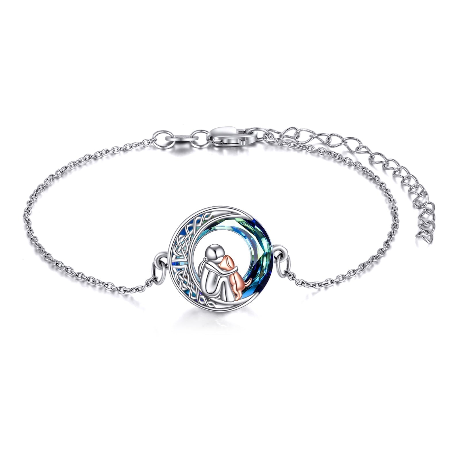 Verstellbares Armband mit Hund Charm aus Sterlingsilber