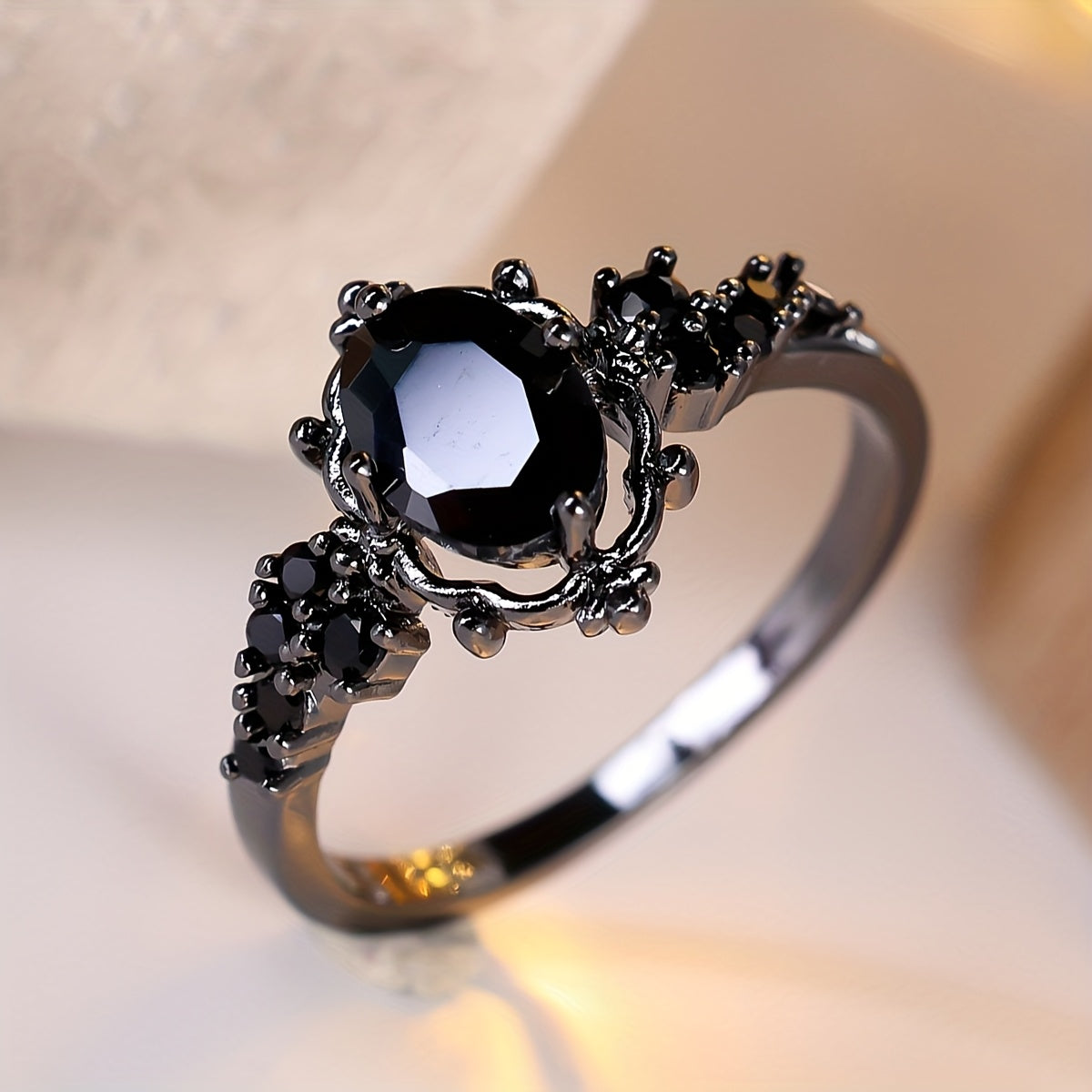 Eleganter schwarzer Onyx Vintage-Ring