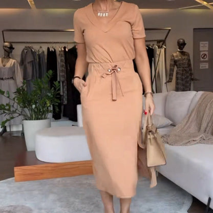 Tori™ - Stylish V-Neck Top & Skirt Set