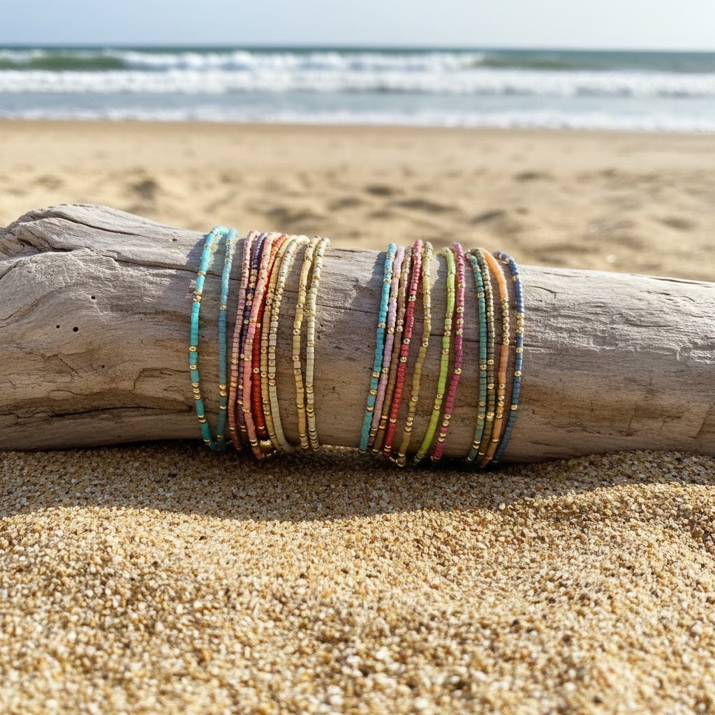 Boho buntes Perlenarmband-Set