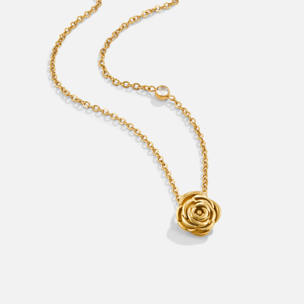 Goldene Rosenanhänger-Halskette
